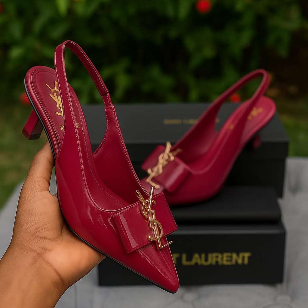 Burgundy Kitten Heel Shoes For Women – Stylish Slingback Design