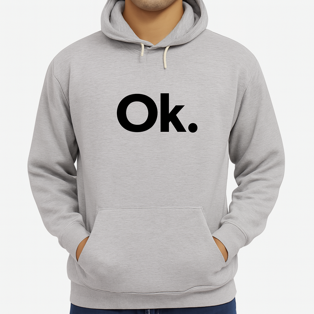 New Summer Collection Full Grey Hoodie OK Printed For Girls And Boys (Extra Large)