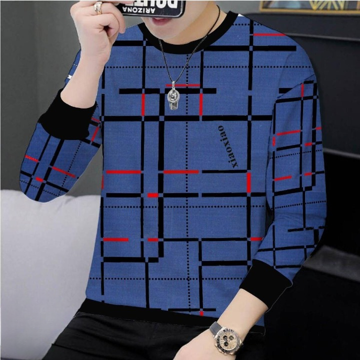 HY Boutique Lot Lining Screen Print Full Sleeve T-Shirt – Premium Quality, Smart Look, Good Stitching, Fashionable Design (Sizes M, L, XL) - L