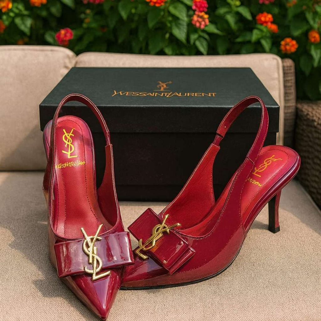 Burgundy Kitten Heel Shoes For Women – Stylish Slingback Design