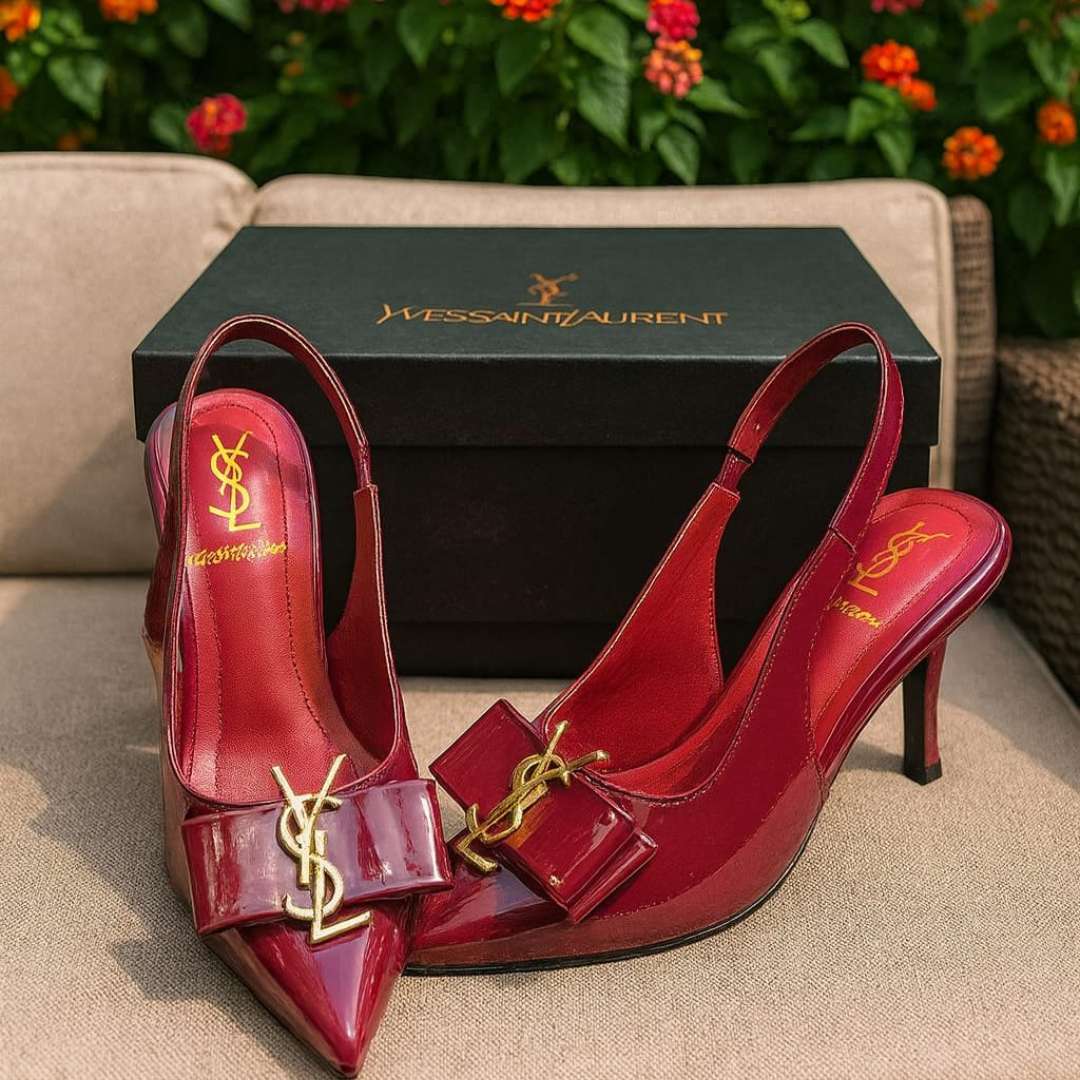 Burgundy Kitten Heel Shoes For Women – Stylish Slingback Design